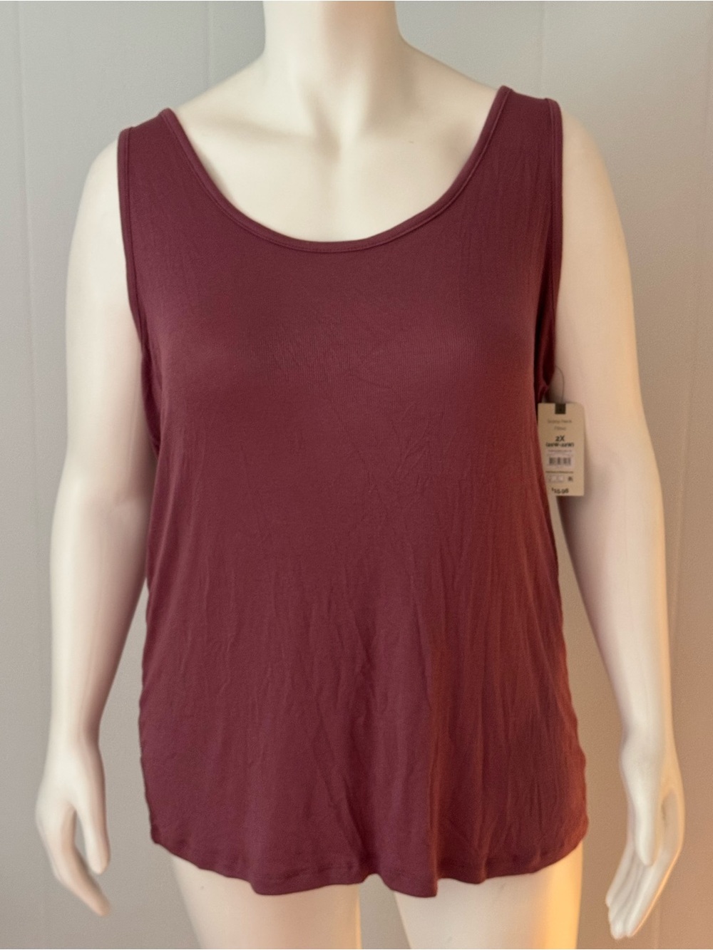 Terra & Sky Sleeveless Scoop Tank Top - Plum 2X NWT